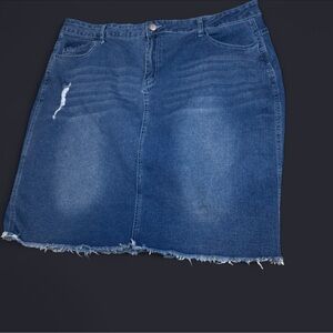 Allegra K Distressed Denim Mini Skirt raw hemline brand new with tags XXXL